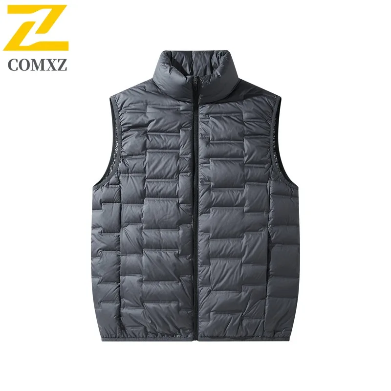 2025 Down Vest Men Casual Sleeveless Coat Autumn Winter Graphene Heating Warm Fashion Stand Collar Waistcoat Lightweight Comfort