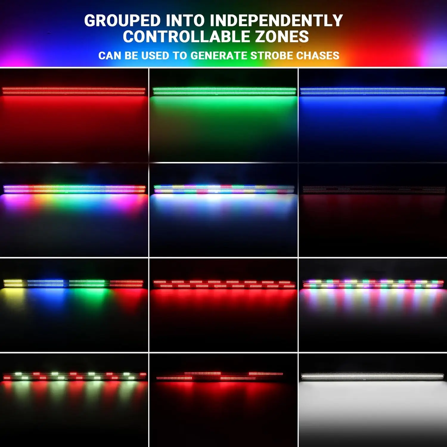 شريط إضاءة المسرح LED 200 وات - 720 مصباح LED RGBW DJ Bar Light Strobe DMX Master-Slave Control 48 منطقة RGB و24 منطقة بيضاء تأثيرات مطاردة #3