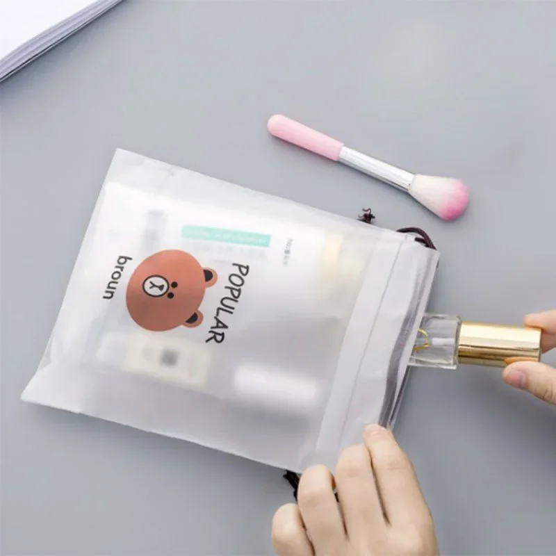 Cartoon Bear Transparent Travel Cosmetic Bag Make Up Case Women Waterproof Makeup Beauty Wash Organizer Toiletry Kit Storage Bag