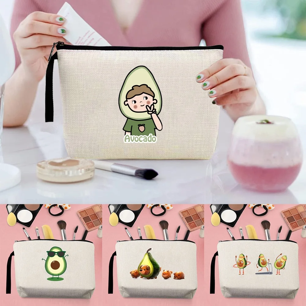 

Women's Makeup Bag Travel Toiletry Organizer Case Bridesmaid Cosmetic Bag Purse Zipper Pencil Pouch Avocado Series Print