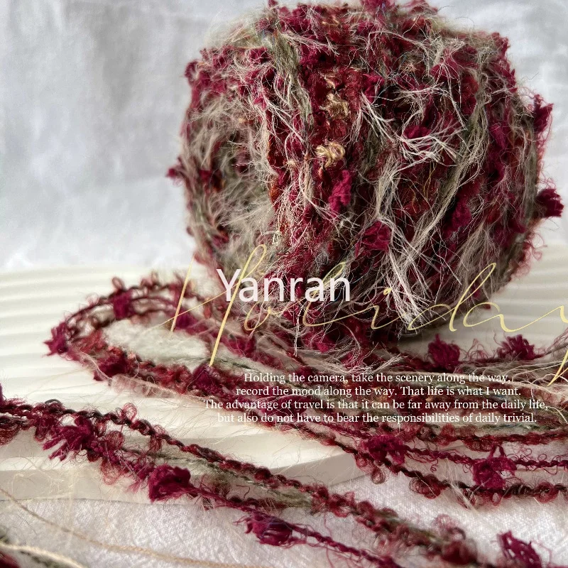 80g Dark Retro Style Hand-mixed Yarn Medium-coarse Crochet Bag Material Mixed Yarn, Crochet Vintage Fringed Shawl Matching Yarn