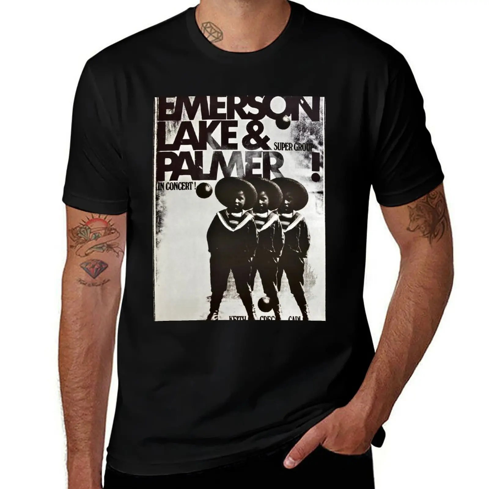 

Emerson Palmer in Concert T-Shirt Aesthetic clothing oversized custom shirt blue archive mens funny t shirts