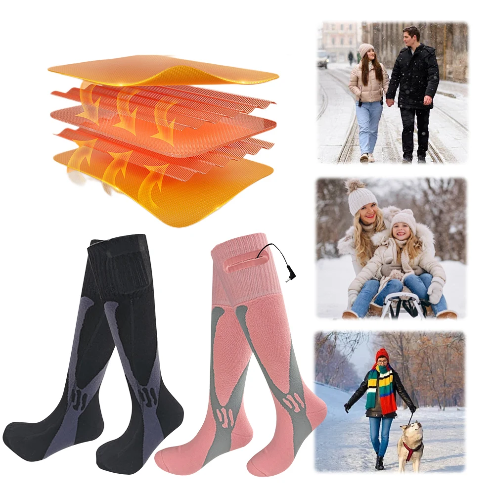 Electric Heated Socks Battery Heated Socks Breathable Rechargeable Skiing Sock Outdoor Sport Socks for Fishing Cycling Hunting