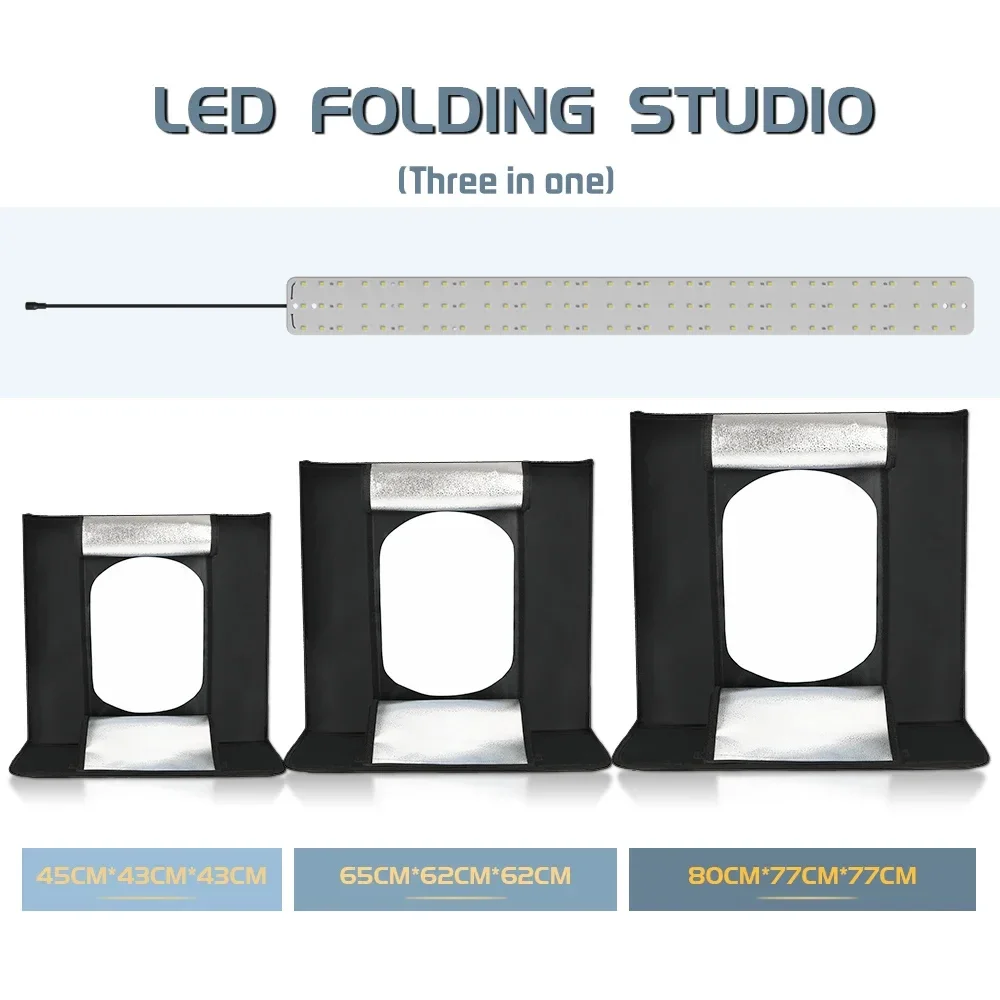 SH Tisch-Fotobox LED-Licht Fotostudio-Aufnahmezelt Tisch-Fotografie-Beleuchtungsset mit 5 Hintergrundpapieren
