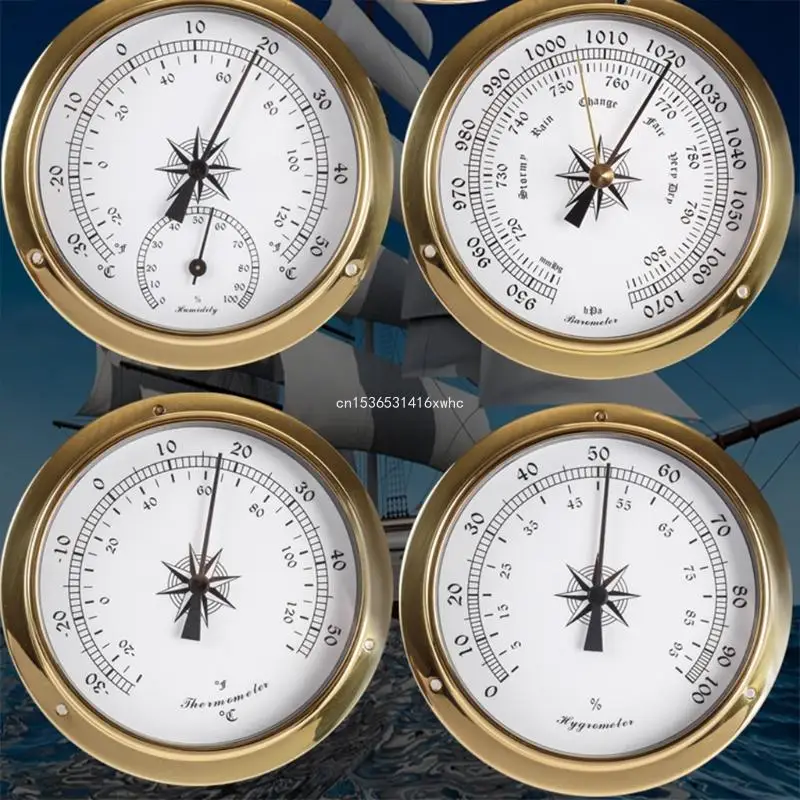 Dropship 115mm Wall Mounted Thermometer Hygrometer Barometer Watch Tidal Clock for Shell Indoor Outdoor