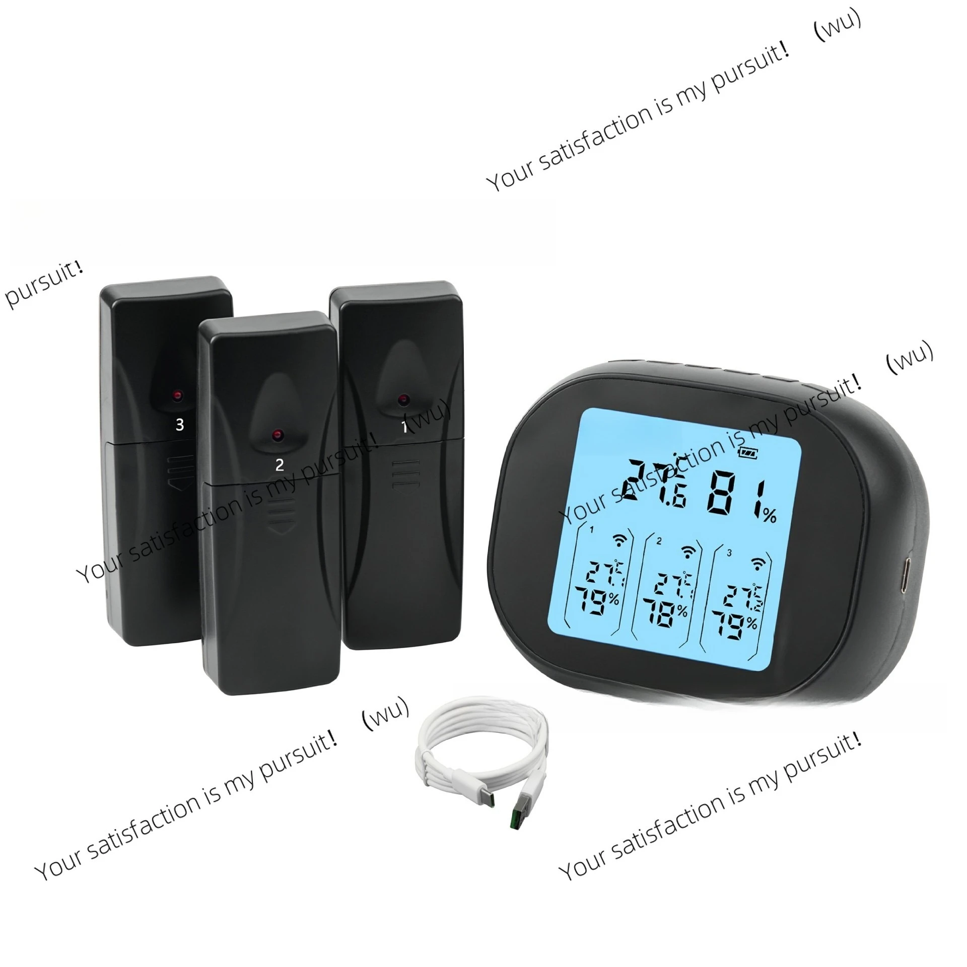 USB charging wireless indoor and outdoor temperature refrigerator hygrometer digital electronic thermometer one to three