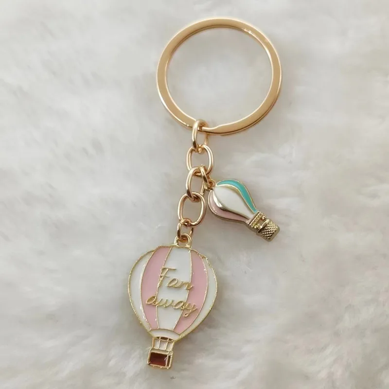 Fashionable Romantic Enamel Hot Air Balloon Charm Keychain Car Keychain Souvenir Couple Handbag Jewelry Gift