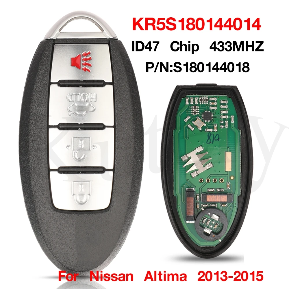 

jingyuqin 4 Button 433MHZ ID47 Chip KR5S180144014 Smart Remote Car Key For Nissan Altima 2013-2015 S180144018 7812D-S180014