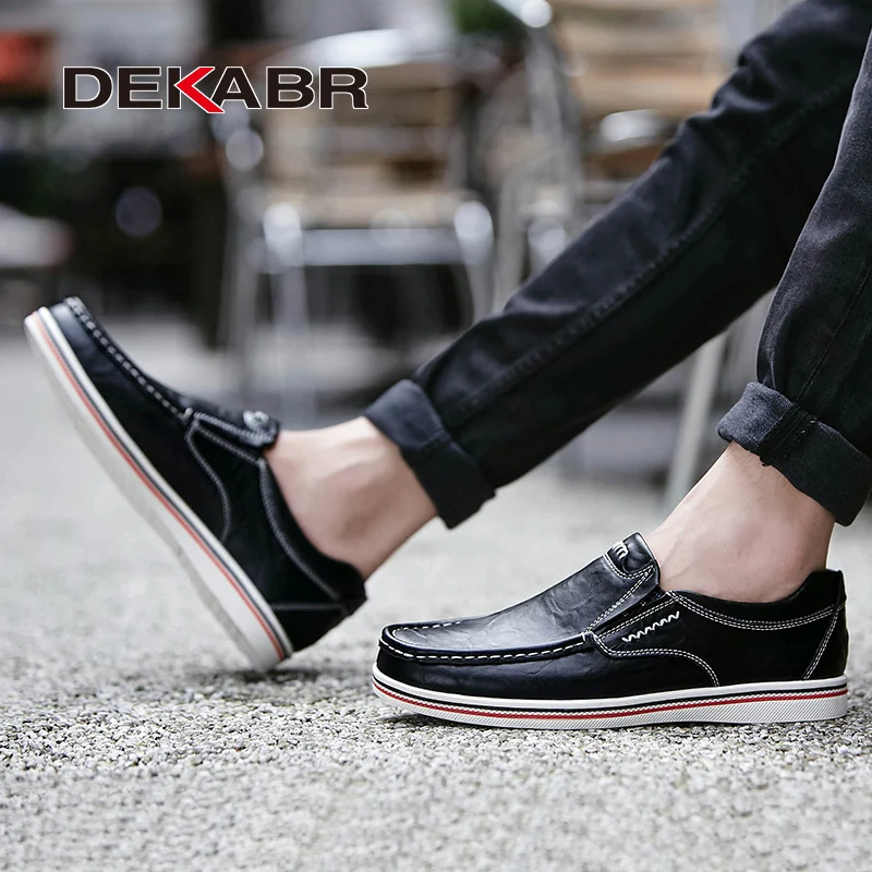 DEKABR Casual Men Shoes Handmade High Quality Cow Leather Fashion Slip On Loafers Flats Comfortable Breathable Driving Shoes