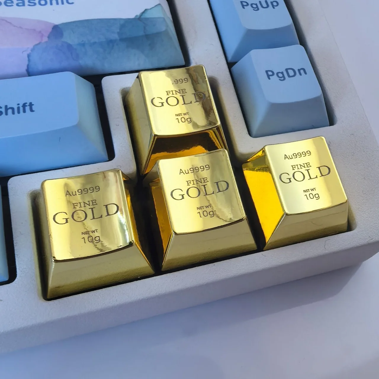 Gold Zinc Alloy Personalized Fortune Freedom Poker Enter Arrow Keys Keycaps for MX Mechanical Keyboards - view 5