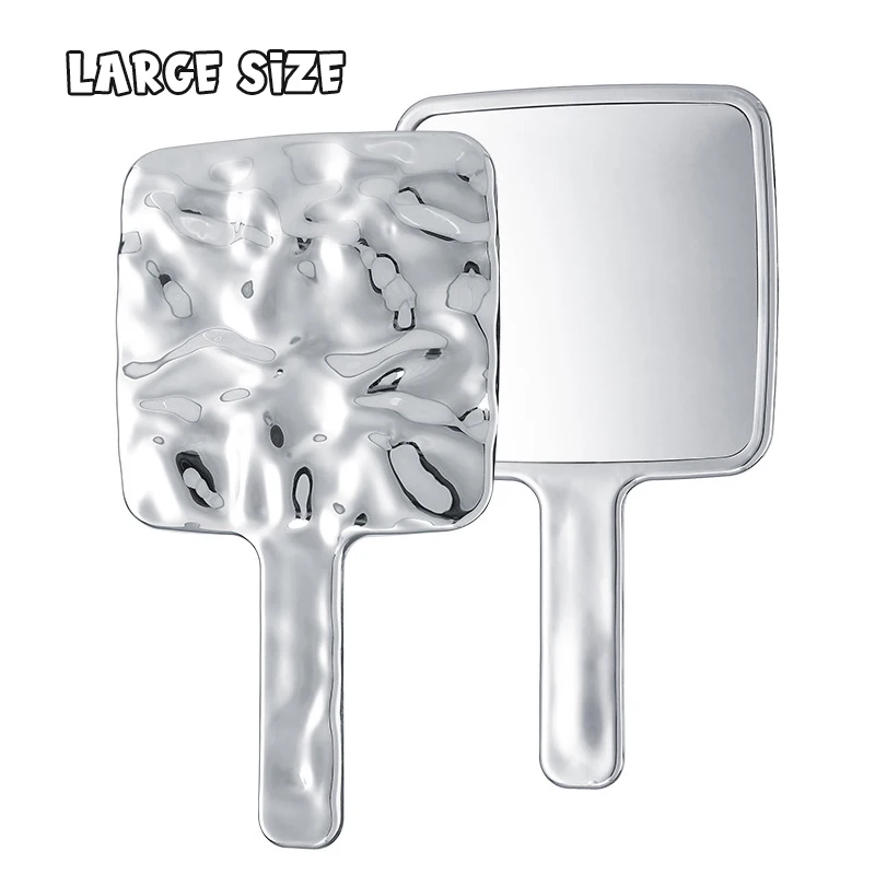 Square Handheld Makeup Mirror Liquid Shape Vanity Mirror With Handle Hand Mirror Spa Salon Compact Mirrors For Eyelash Extension