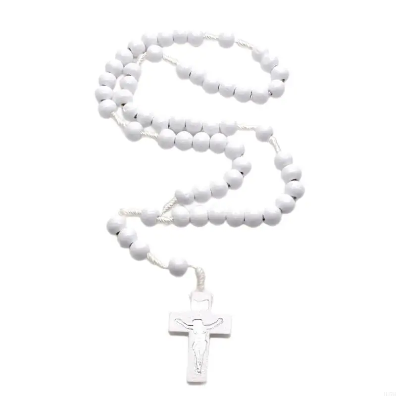 H37D Crucifijo Rosario madera con cruces tradicionales para iglesias, hogar, uso madera estética uso aire libre