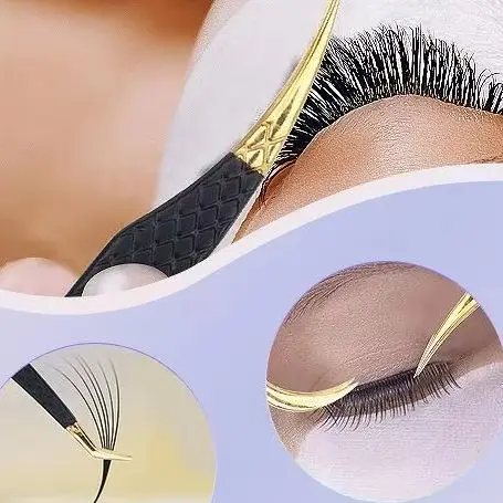 Anti-Slip Stainless Steel Tweezer Black Makeup Eyelash Extension Tweezer High Precision Clip For Eyebrow Woman Beauty Salon Tool