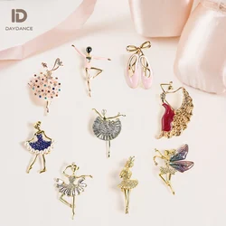 Girls Ballet Dance Brooch Pin Women Corsage Crystal Zircon Brooch Pins Dress Wedding Jewelry Gifts Ballet Shoes Dance Accessory