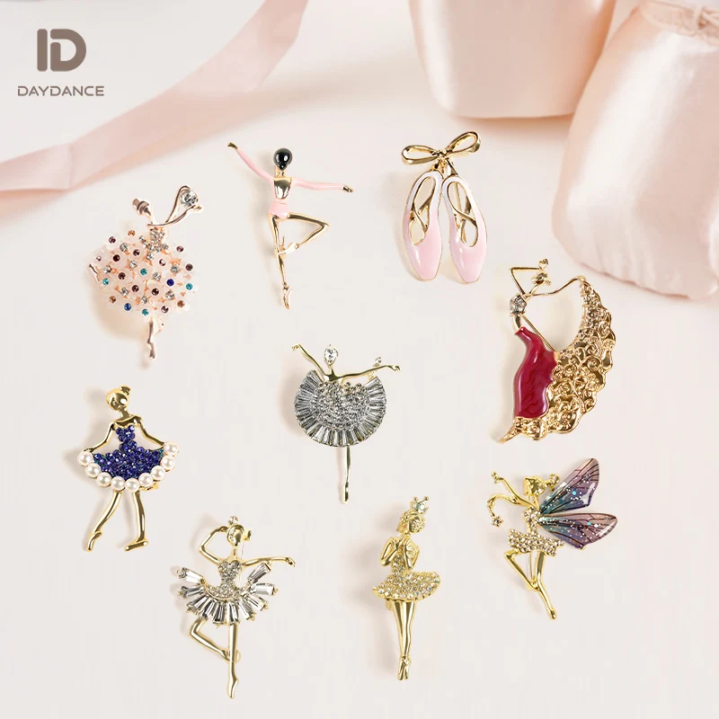 Girls Ballet Dance Brooch Pin Women Corsage Crystal Zircon Brooch Pins Dress Wedding Jewelry Gifts Ballet Shoes Dance Accessory