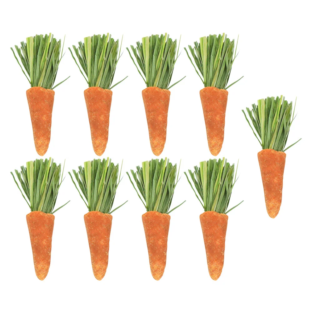 9 Pcs Carrot Teething Sticks Toys Hamster Small Animals Chewing Rabbit Molar Plaything Grass Treats