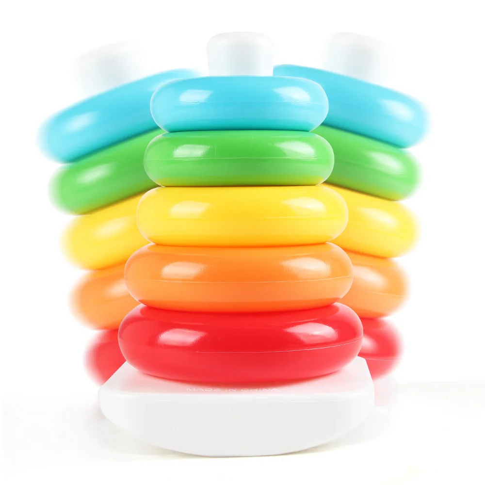 Rainbow Rotating Music Stacking Music Colorful Stacking Circle 1-3 Year Old Baby Stacking Tower Puzzle Early Education Toy