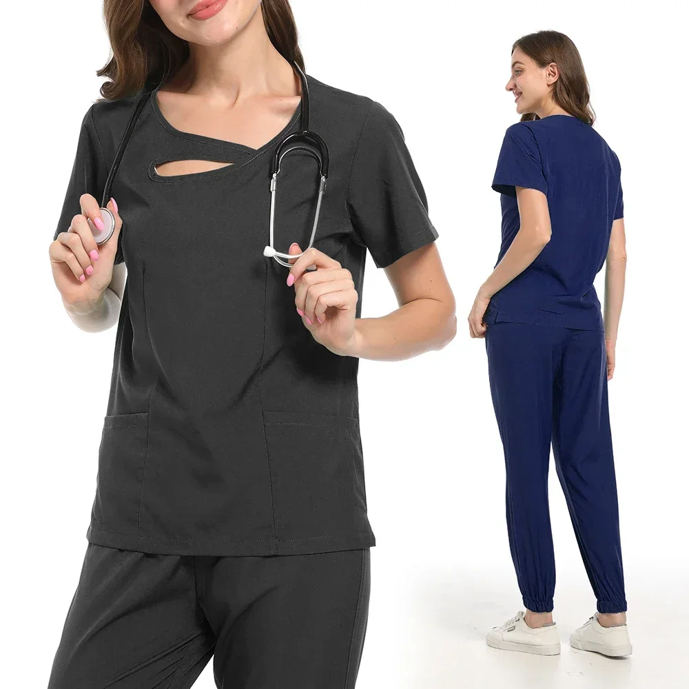 Medical Uniform Elastic Scrub Set Hospital Surgical Scrubs Tops Pants Nurse Nursing Workwear Doctors Clothes Medical Accessories