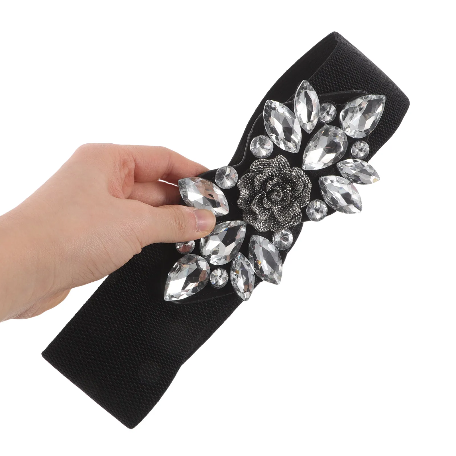 Cinturón de cintura con pedrería, ajustable y elástico, tipo corsé, elegante fajín nupcial, accesorio para vestido de novia, fiesta o vestido de noche.
