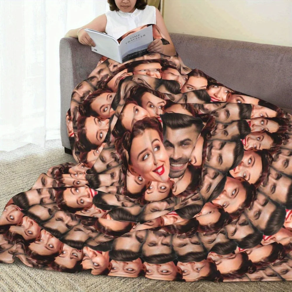 1 بطانية من الفلانيل مخصصة للصور، هدية عيد ميلاد ناعمة ومريحة، ثقيلة الوزن 280 جرامًا للمتر المربع، بطانية غطاء أريكة للفصول الأربعة