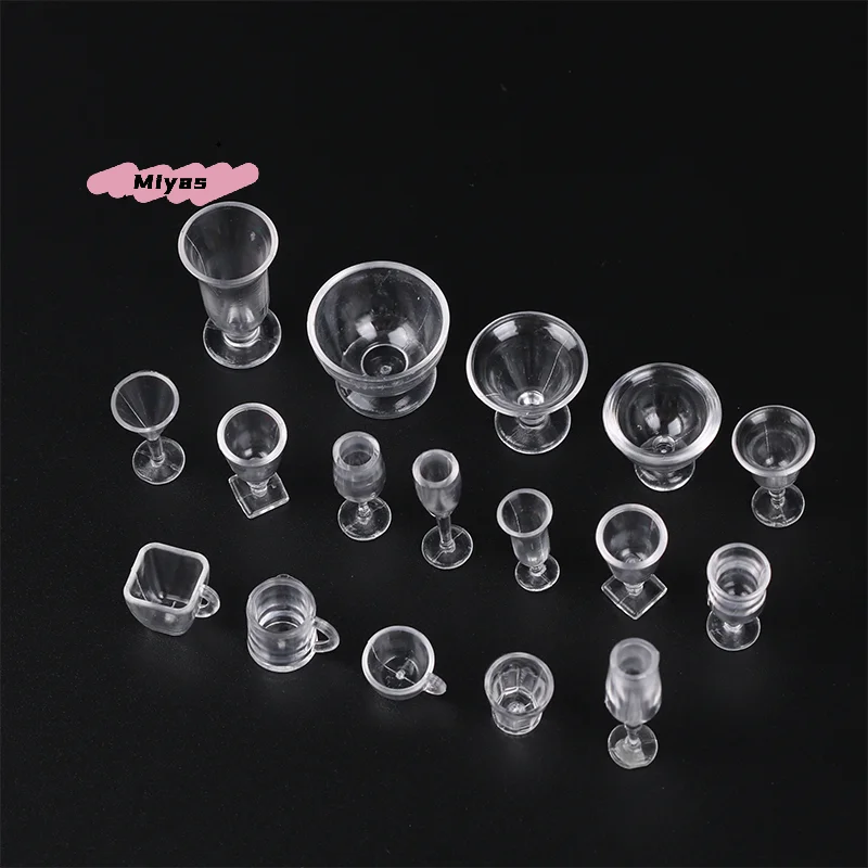 17 قطعة/المجموعة دمية مصغرة الغذاء لعبة الكؤوس محاكاة الآيس كريم مثلجات أكواب عشوائية اكسسوارات المطبخ للدمى