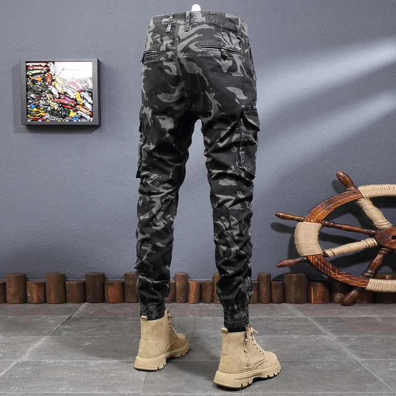 Pantalon cargo à poches camouflage pour hommes, pantalons décontractés, jogging hip hop, mode streetwear, zones bre, grande salopette de créateur