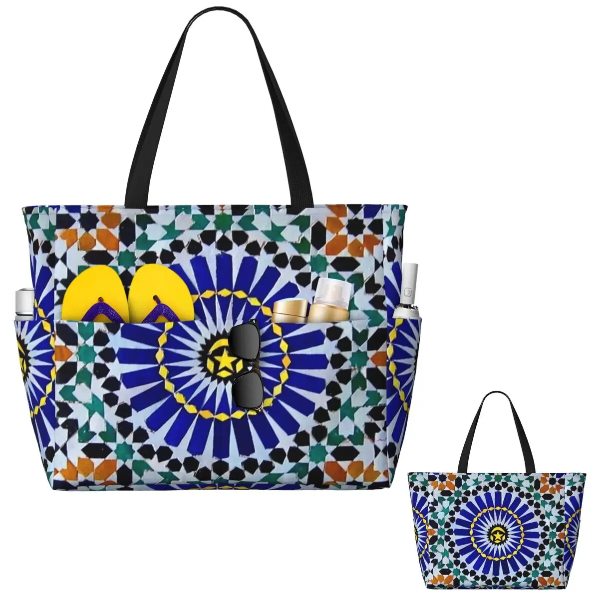 

Арабская плитка, марокканская мозаика, пляжная большая сумка, спортивная сумка для спортзала, йоги, большая большая сумка, женская дорожная сумка, сумка для фитнеса