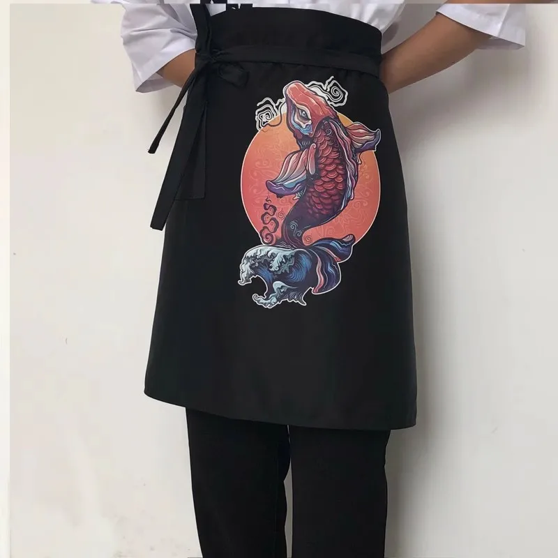 Japanese Cuisine Chef Print Apron Men Women Restaurant Kitchen Coffee Service Staff Fabric Apron