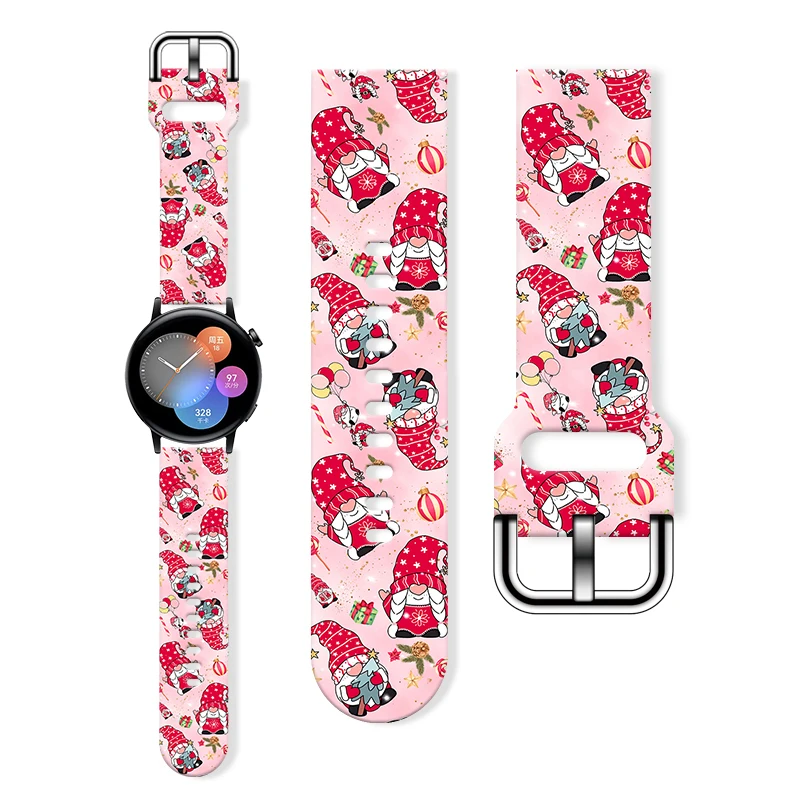 

20mm 22mm Christmas Printed Strap for Samsung Galaxy 7/6/5 40mm 44mm Band Replaceable Bracelet for Xiaomi Amazfit Watchband