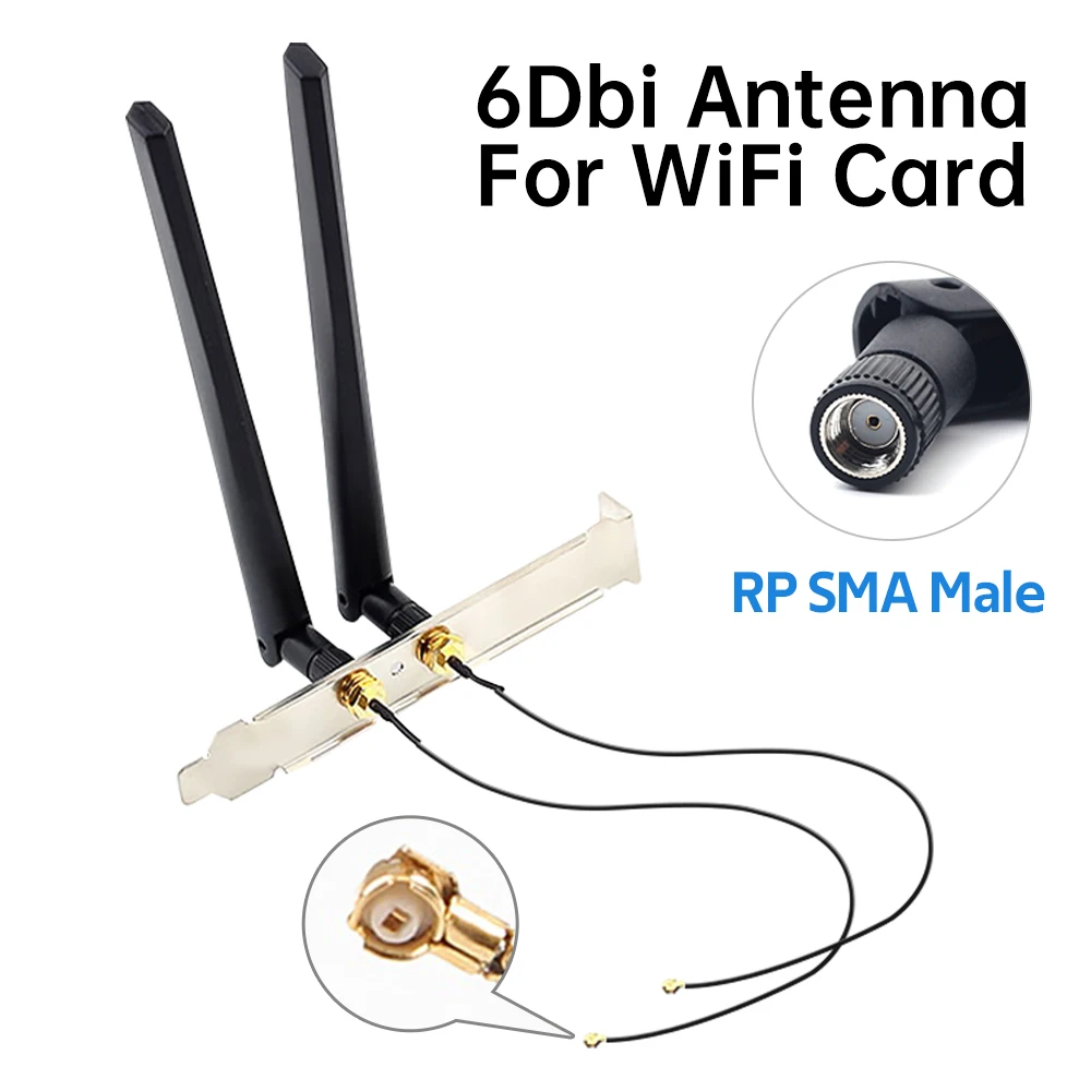 

FENVI 2X6Dbi Antenna Set Dual Band 2.4G/5G AX210/AX200NGW NGFF WiFi Card For M.2 MHF4 Extension Cable To Wi-Fi RP-SMA