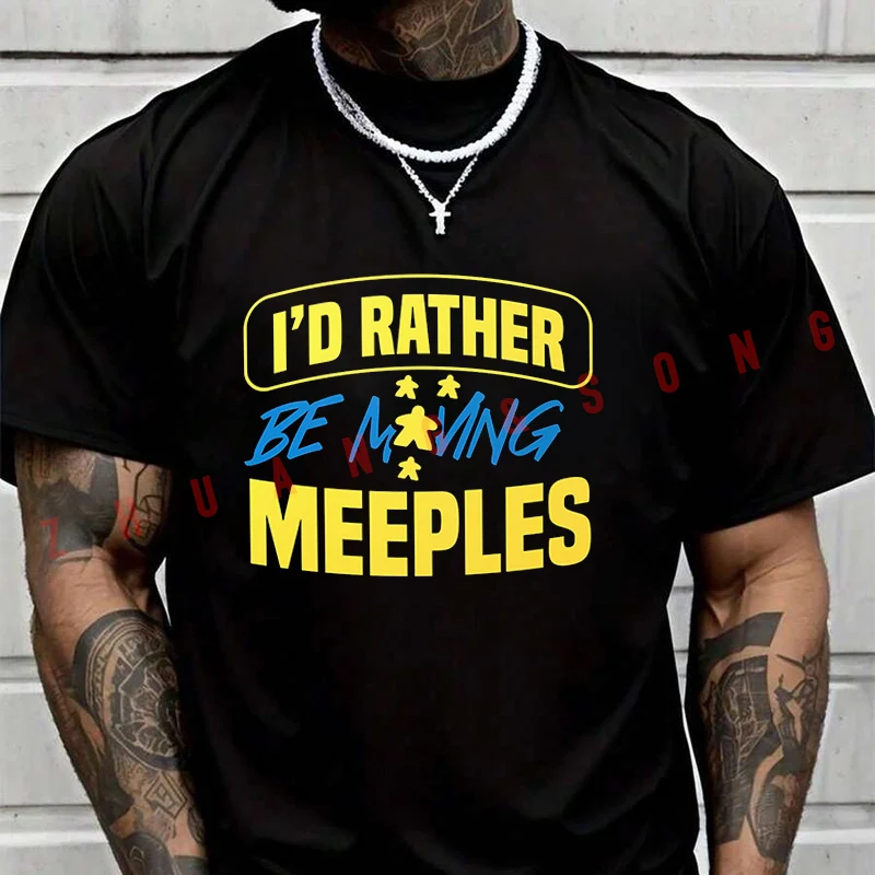 

Футболка I'd Rather Be Moving Meeples, мужская брендовая футболка, мужские летние футболки, повседневные футболки высокого качества с круглым вырезом