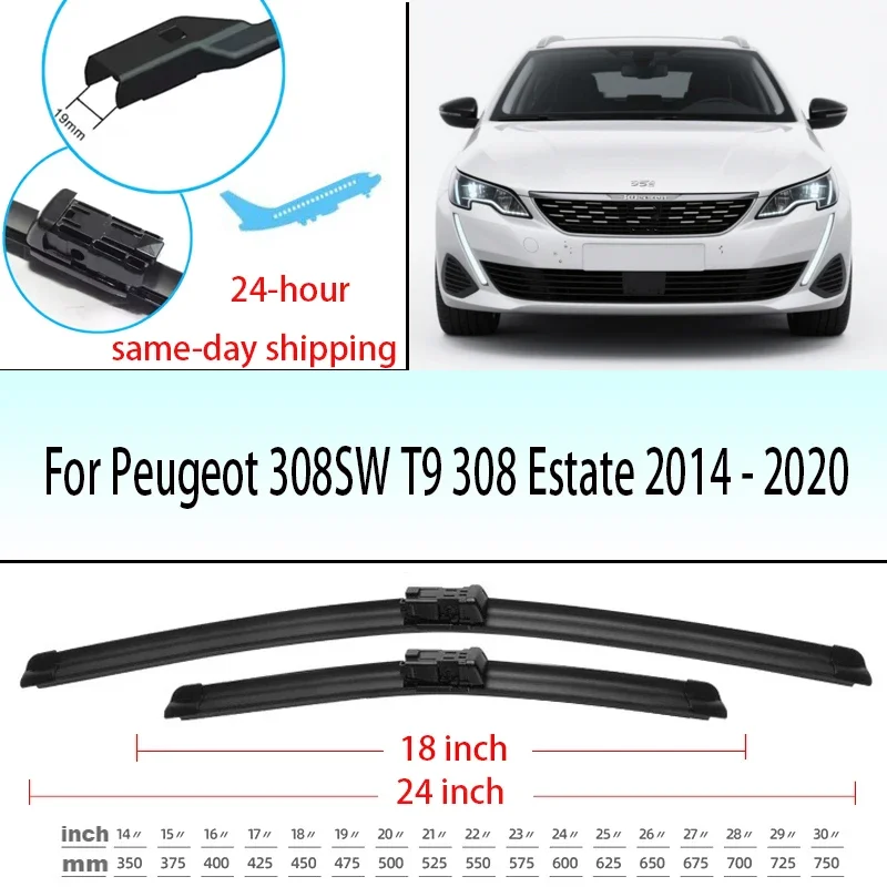Wiper Front  Wiper Blades Set For Peugeot 308SW T9 308 Estate 2014 - 2020 Windshield Windscreen Window 24