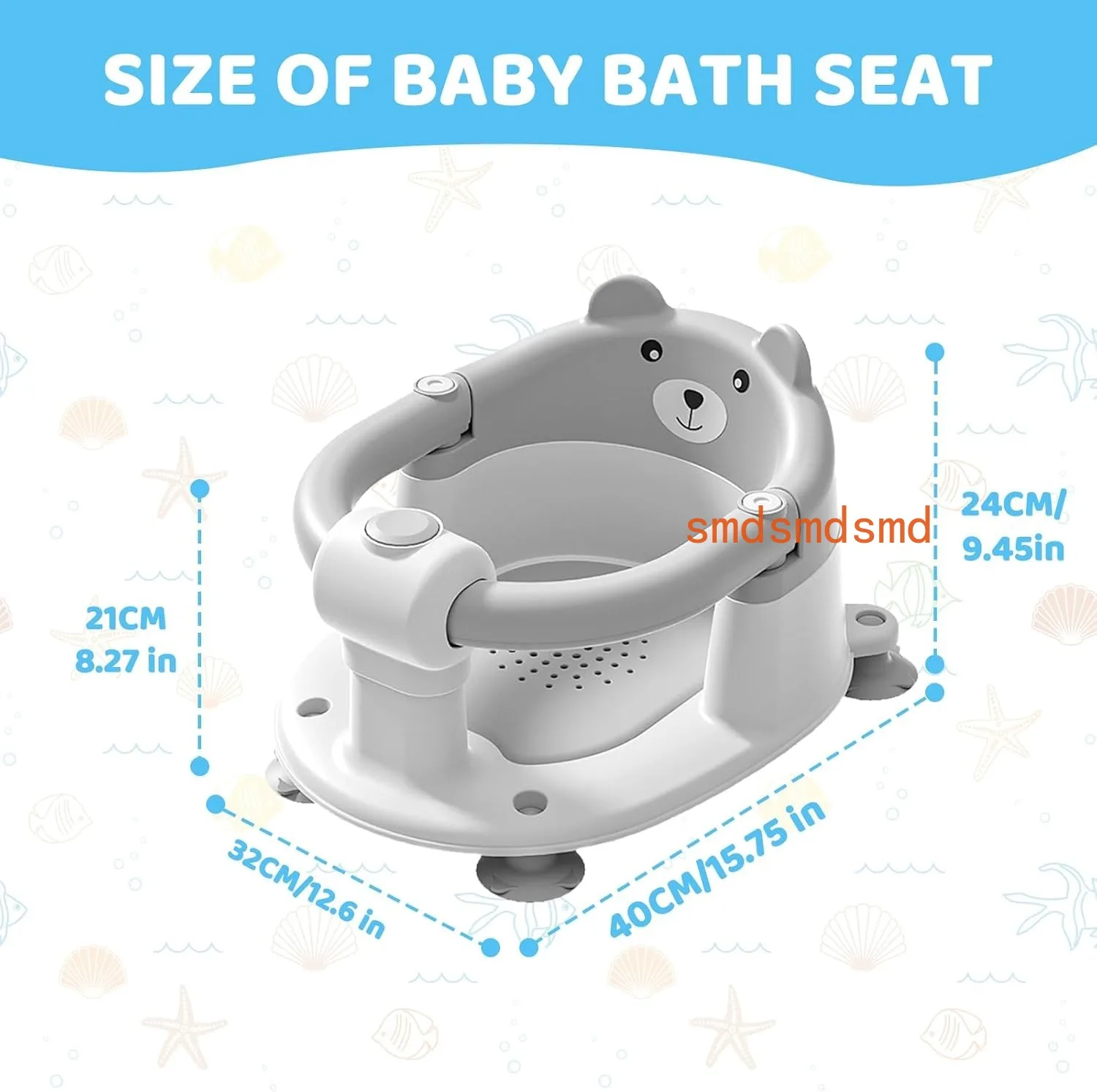 Baby Bath Seat for Babies 6 Months Plus.Cute Bear Non-Slip Baby Bath Chair Safe Infant & Newborn Bathtub Chair