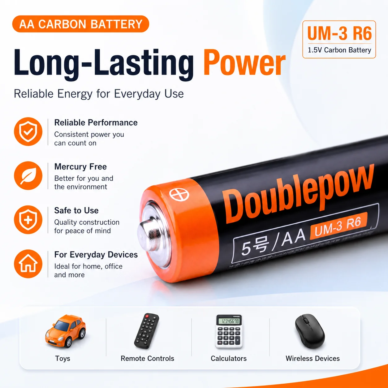 AA AAA 1.5V Carbon Zinc Primary Dry Batteries Disposable Batteries For Toy Remote Control Clock Electronic Scale