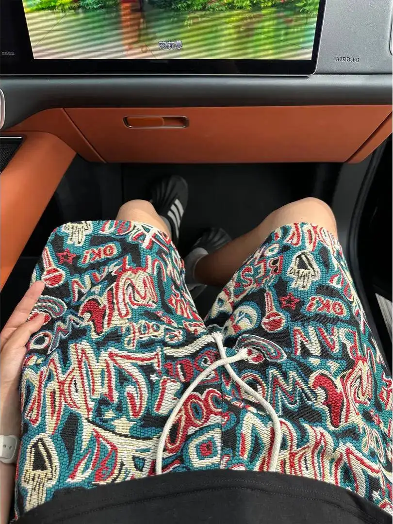 

Hawaiian Ethnic Sle Men Women ort Pants Summer Trendy American Retro over Knee Beach Pants Loose Fit Low Waist orts