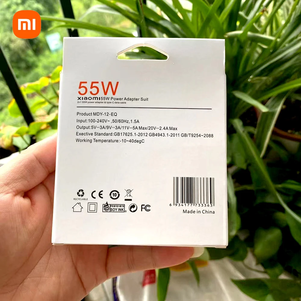 XiaoMi 55W GaN EU Fast Charger Original Quick 6A Usb Type C Cable Charge Adapter For Mi 11T Pro 10 9 Lite Se RedMi 11 10 Note 10