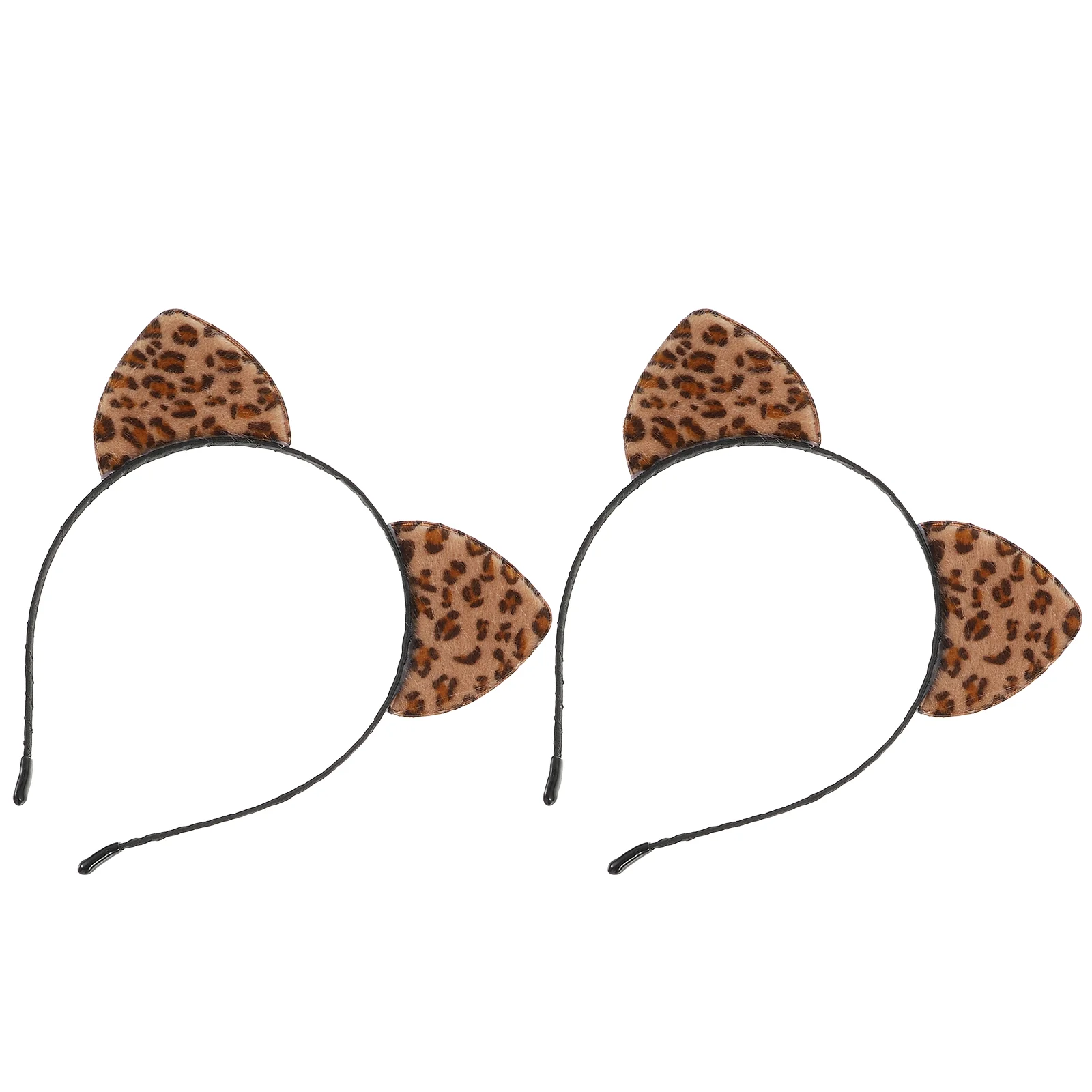 2 Pcs Leopard Cat Ear Headband Costume Ornament Halloween Print Headbands Party Headwear Metallic Fabric Cosplay