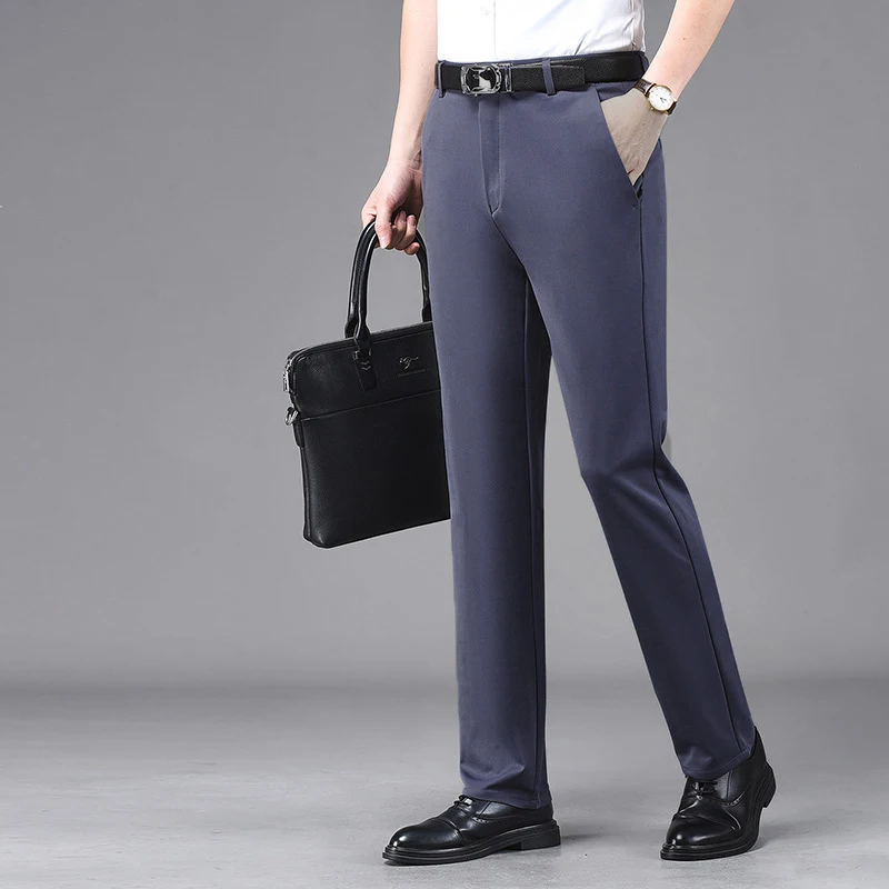 6 اللون الرجال السراويل فستان رسمي البدلة السراويل العمل السراويل جودة الأعمال سراويل تقليدية مستقيم أسود كاكي الأزرق الداكن السراويل الطويلة