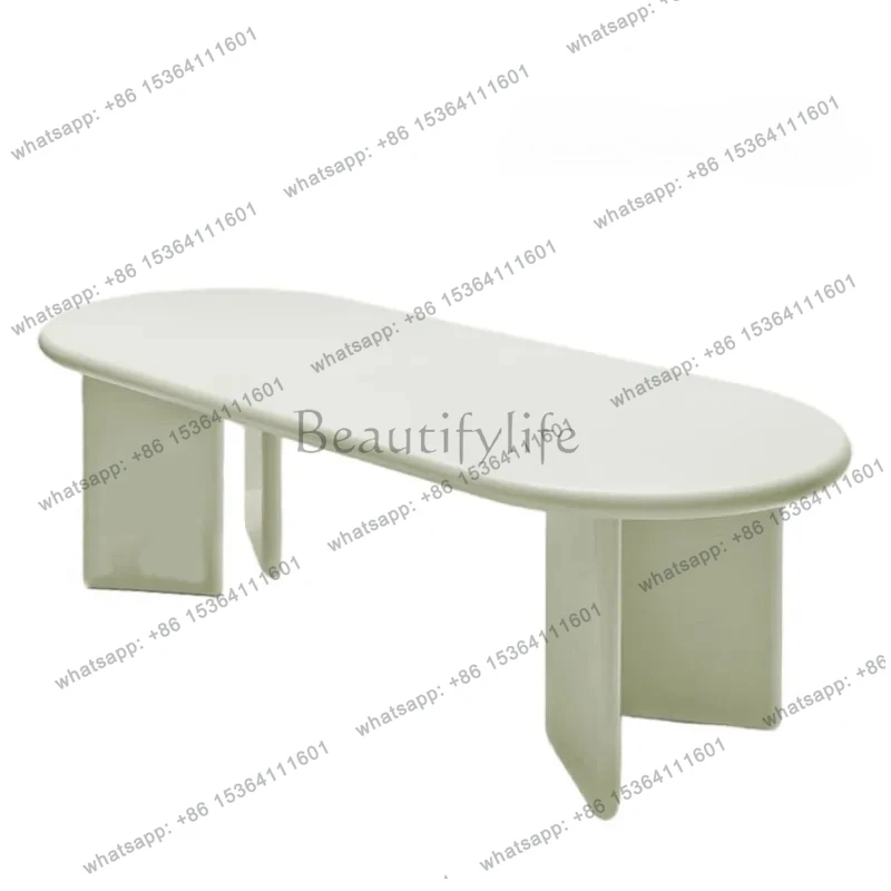 

Nordic paint dining table modern simple retro oval desk negotiation conference table
