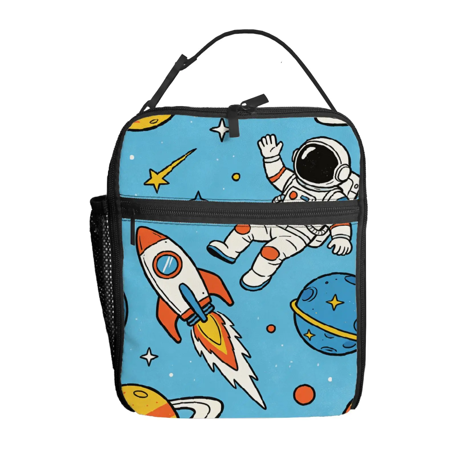 

1 шт. Сумка для обеда с изображением мультяшных космонавтов и ракет, высококачественная, милая, повседневная, для вечеринок, пикников, школы, в подарок, для ежедневного использования