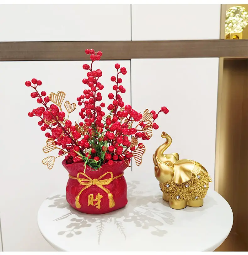 Simulation Wealth Fruit Lucky Bag Ceramic Vase Accessories Wedding New Year Decoration Home Livingroom Cabinet Ornaments Crafts