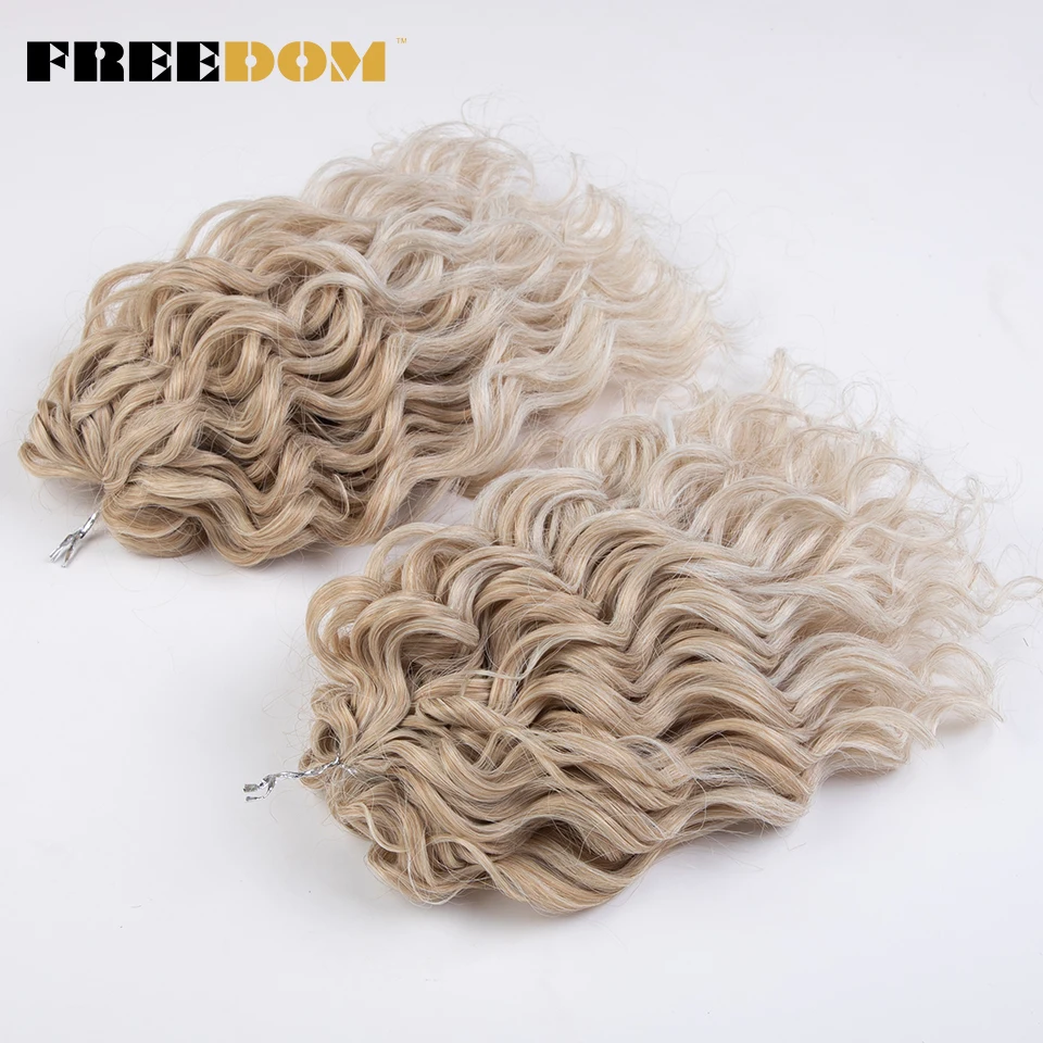 FREEDOM Synthetic Deep Wave Twist Crochet Braids Hair 10inches Ombre Afro Curly Braiding Hair Extensions High Temperature Fiber