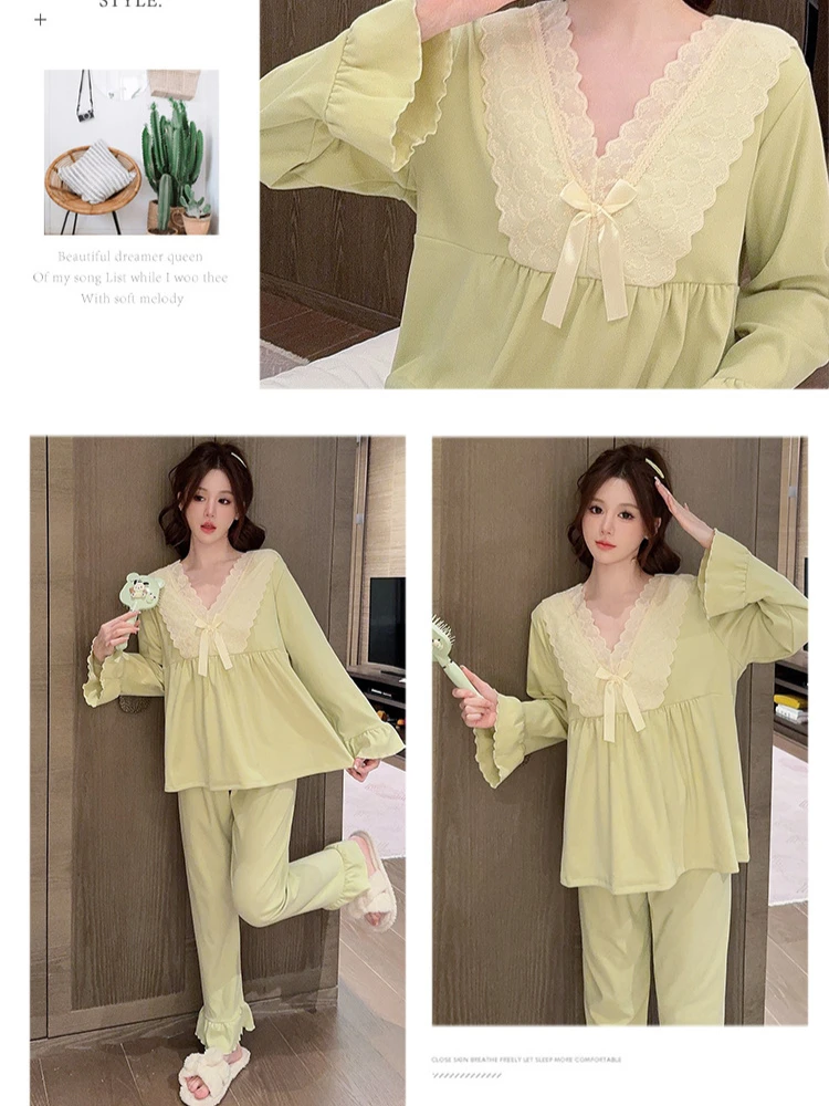 5XL Pigiama di velluto di grandi dimensioni Donna Coreano Dolce Indumenti da notte Primavera a maniche lunghe Abiti per la casa Pigiama allentato Può essere indossato all'esterno