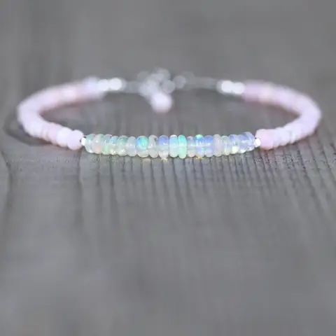 Ethiopian Velo and Peruvian pink opal bracelet, gift