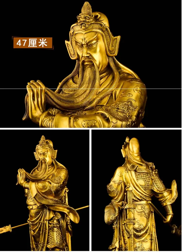 47CM Large Asia Home store SHOP COMPANY talisman Money Drawing thriving business God of wealth Dragon GUAN GONG COPPER statue