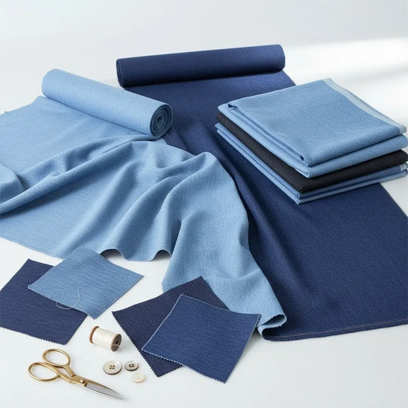 Stretch Denim Fabric Thick Cotton Blend Heavyweight Elastic Denim Durable Sewing Material for Jacket Dress Clothing DIY Apparel