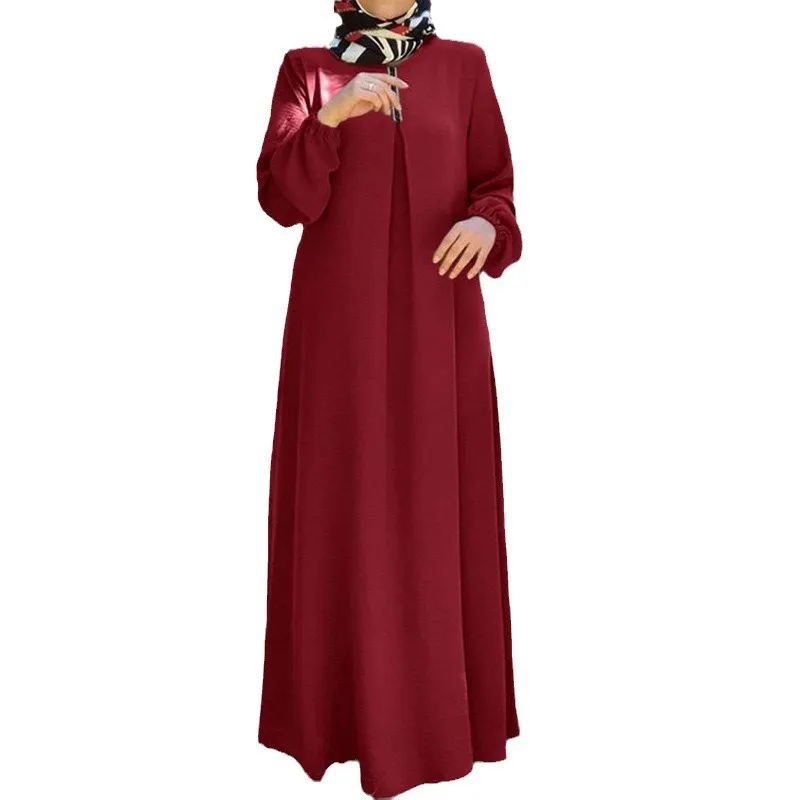 Women's Modest Casual Modest Spring Autumn Dress Soft Loose Adults Everyday Holiday Wear Solid Color Muslim Abaya Breathable