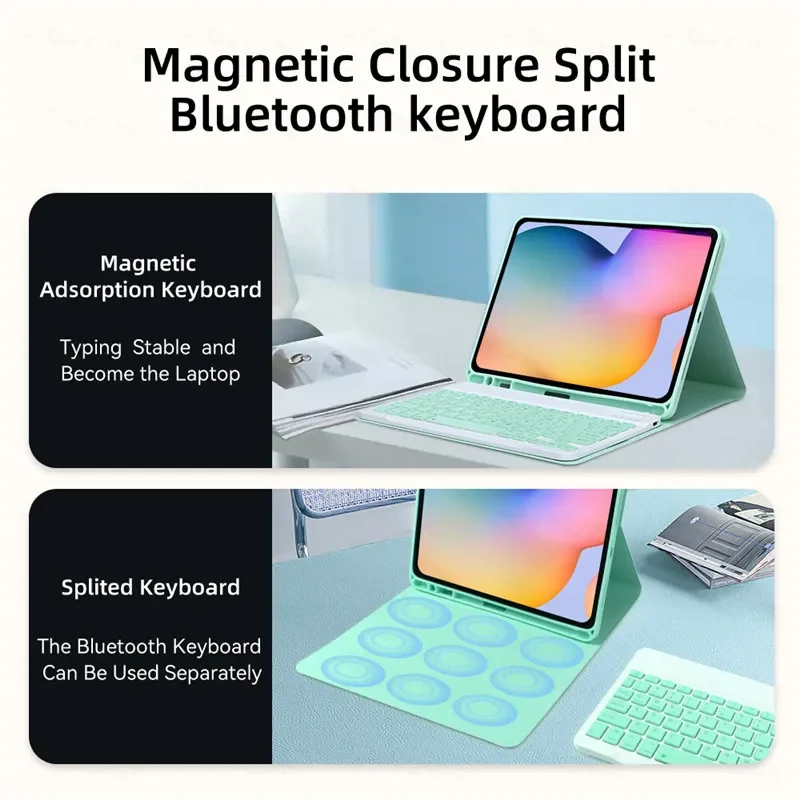 For iPad 5th Gen 6th Pro 9.7 inch Case with Keyboard Colorful Wireless Bluetooth Magnetic Leather Stand Case For iPad Air Air 2