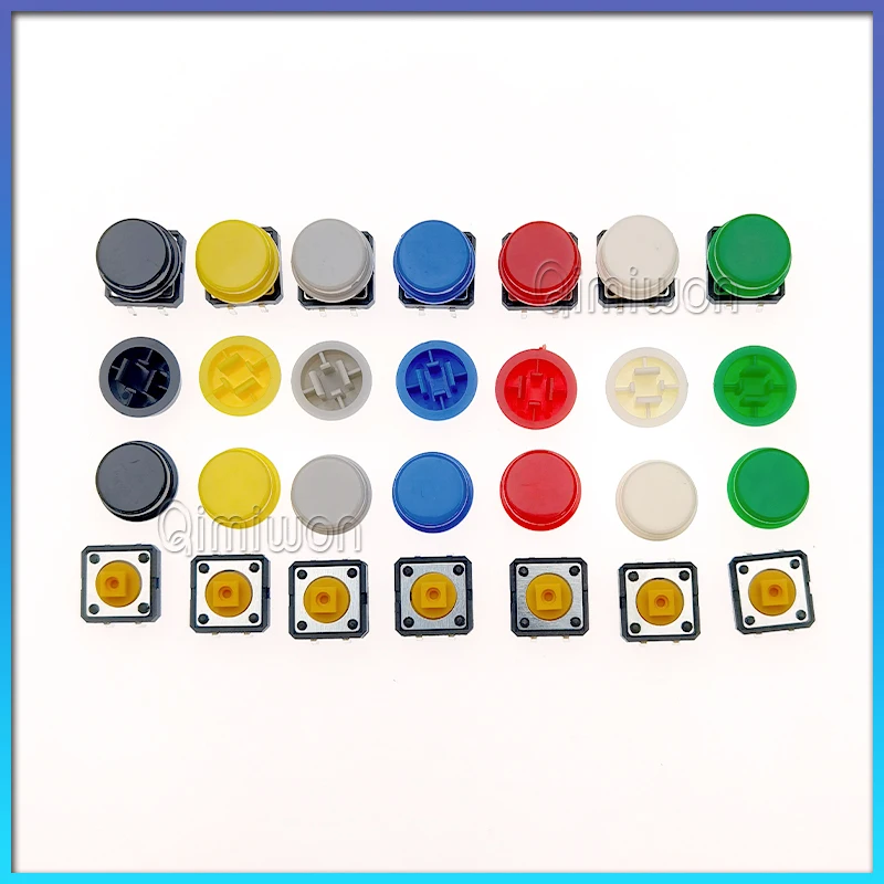 10~50pcs 12*12*7.3mm Tactile  Push Button Tact  + A24 Color Hat Tact Touch Micro  Cap B3F-4055