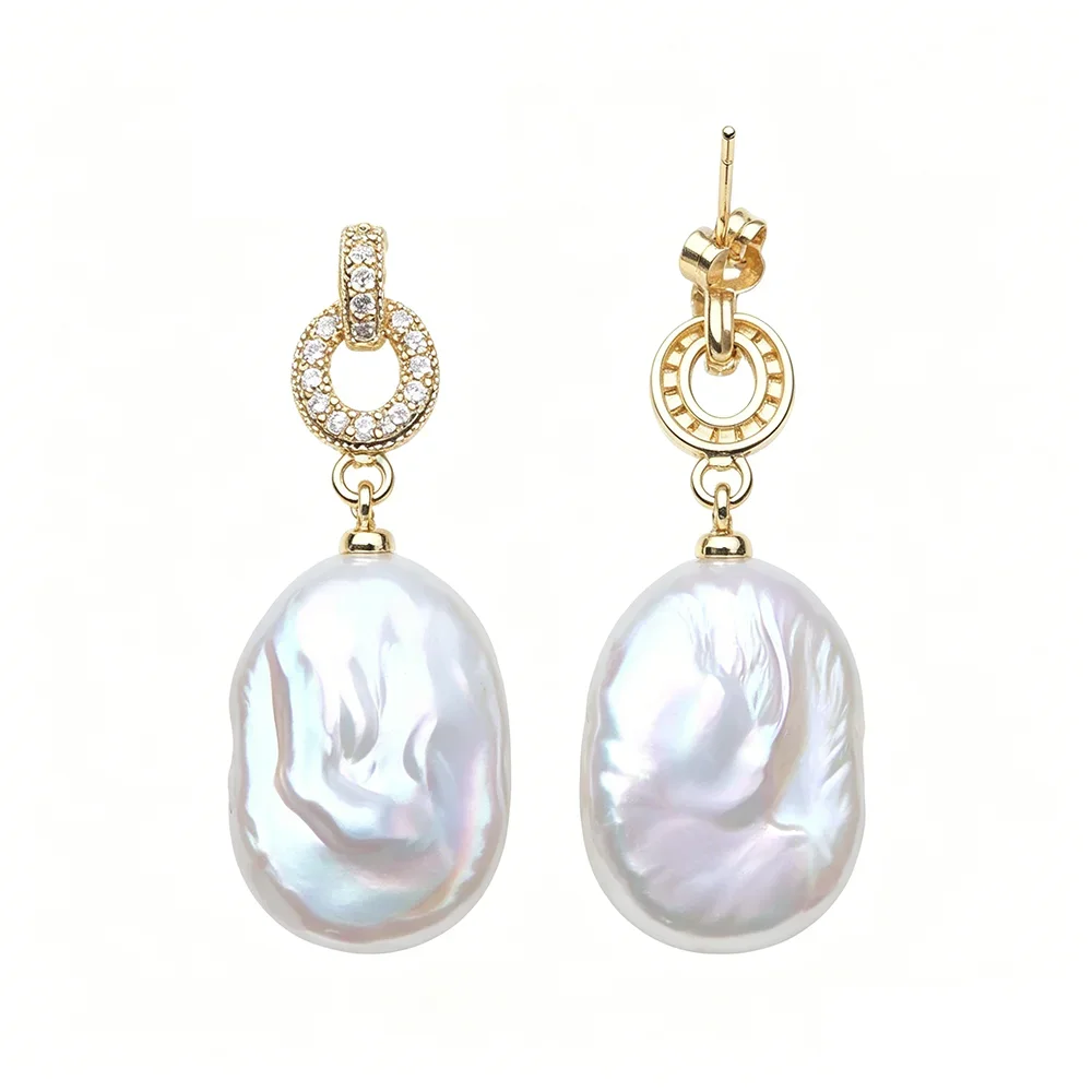 

Real Original Natural Baroque Pearl Earrings Woman,925 Silver Pearl Drop Earring Wife Mom Birthday Gift White Purple